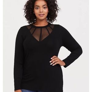 Torrid Super Soft Black Cage Mesh Tee